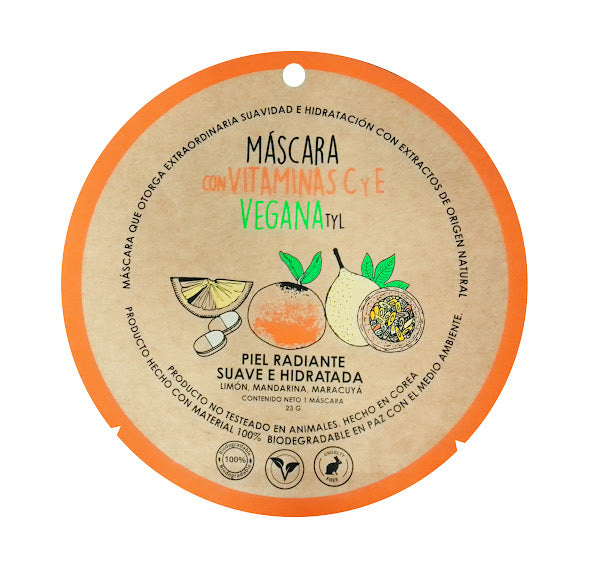 Máscara facial con vitaminas Vegana.