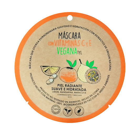 Máscara facial con vitaminas Vegana.
